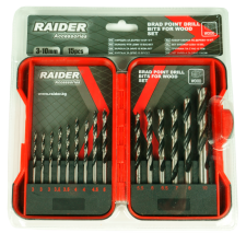 Комплект свредла за дърво 15бр. Ø3-10mm RAIDER