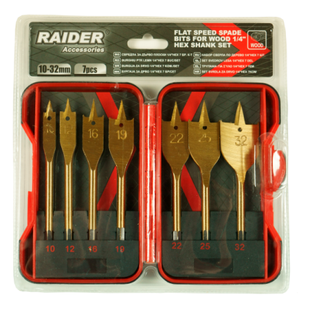 Burghiu ptr lemn 1/4" hex 7 buc/Set RAIDER