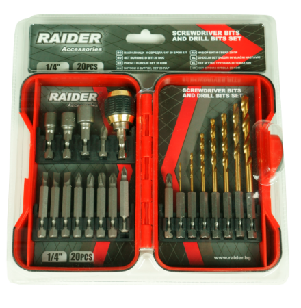 Накрайници и свредла 1/4" 21 броя комплект