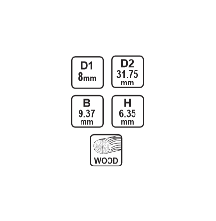 Router Bit Ø31.75 H6.35 B9.37mm Shank Ø8mm with bearing FD14005