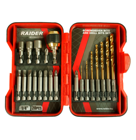 Накрайници и свредла 1/4" 21 броя комплект