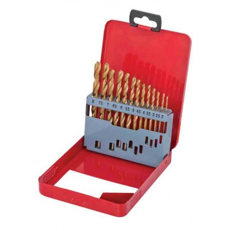 Drill bits ø2.0-8.5mm HSS + TIN set 13pcs metal box